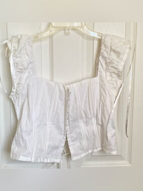 Kendall & Kylie White Lace-Up Corset Top